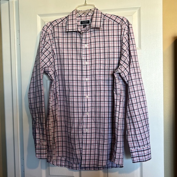 Club Room men’s plaid performance long sleeve button down shirt size 16 - Picture 1 of 8